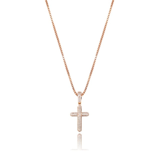 Flooded Ice Prong Set Cluster Stone Solid 925 Sterling Silver Iced Cross Bling Pendant Necklace