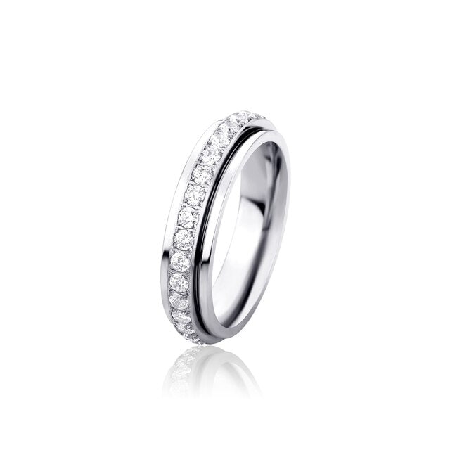 Flooded Ice Rotatable 14k Gold over Stainless Steel Casual Street Wear Rings