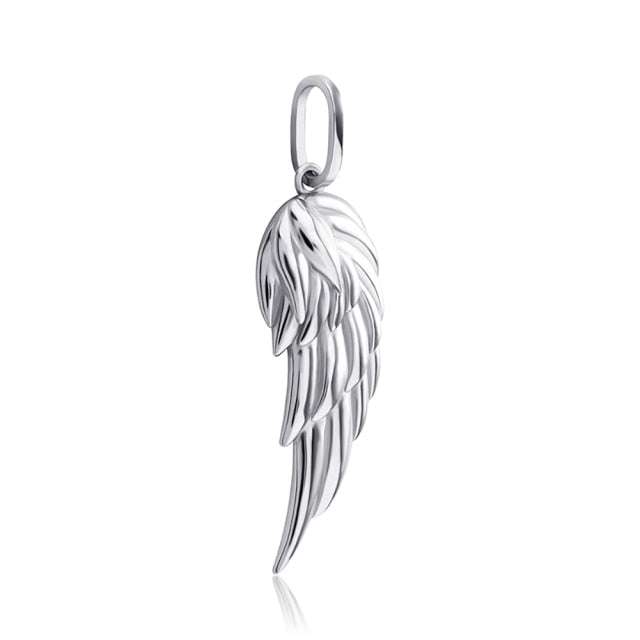 Ladies Single Angel Wing Solid 925 Sterling over over Yellow Rose Gold Bling Pendant Necklace