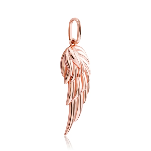 Ladies Single Angel Wing Solid 925 Sterling over over Yellow Rose Gold Bling Pendant Necklace
