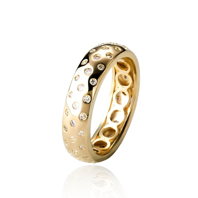 Ladies Night Sky Twilight Deep Set Stone Bling 14k White Yellow Gold Rings