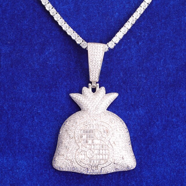 The Money Bag | Big Boy Iced Baguette Dollar Sign Hip Hop Pendant
