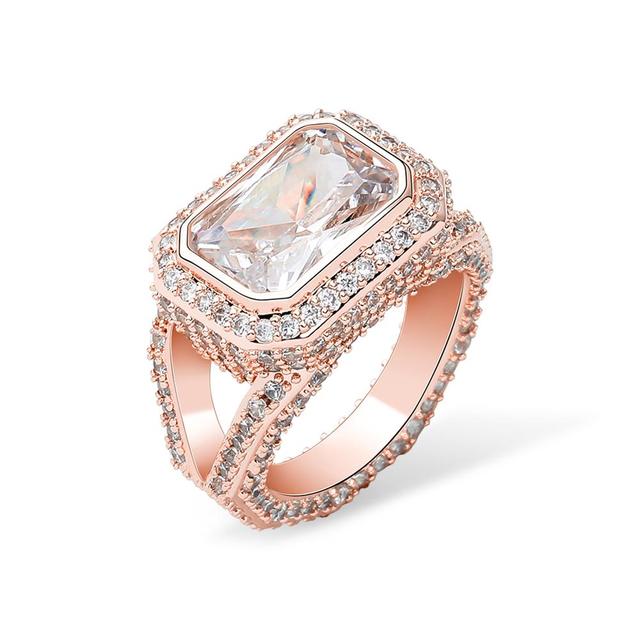 Ladies Bling 14k Gold 925 Silver Center Stone Micro Pave Bling Rings