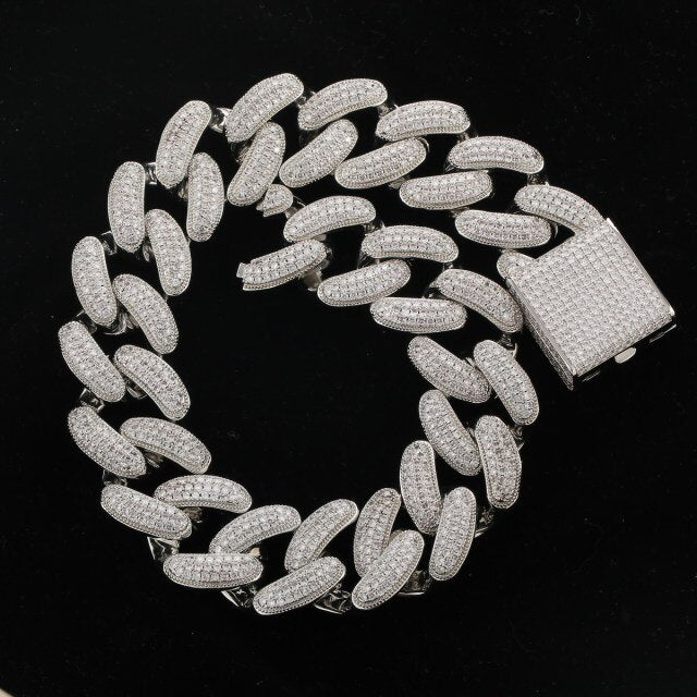 37mm Flooded Ice 24k Yellow 14k White Gold Hip Hop Miami Cuban Link Chain Necklace