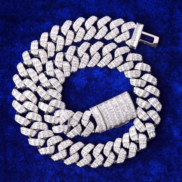 Iced Water | 20mm Baguette Blinged Out Miami Cuban Link Chain Necklace