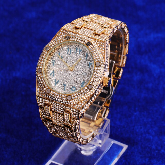 Mens Iced Blinged Out Full Micro Pave Hip Hop International Baller Watch