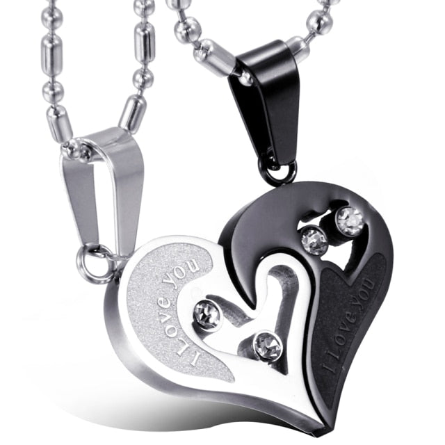 Lovers Couples His Queen Her King Stainless Steel CZ Crown Adjustable Bracelet Pendant Necklace