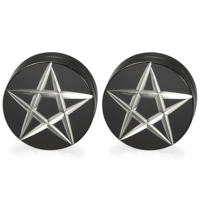 12mm 5 Point Pentagram Star Magnet Magnetic Stainless Steel Earrings