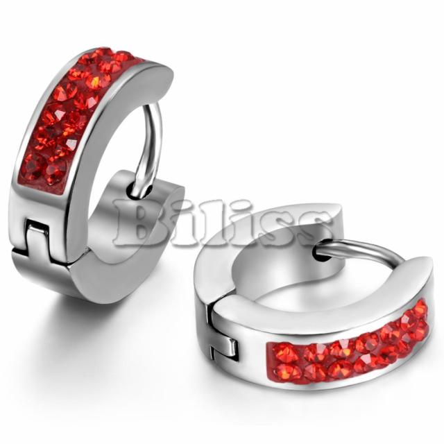 Solid Stainless Steel Iced Blinged Out Small Hoop Huggie Style Hip Hop Earrings