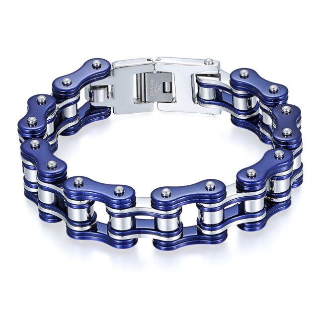 15mm Mens Biker Motorcycle Link Two Tone Stainless Steel Chain Link Bracelets