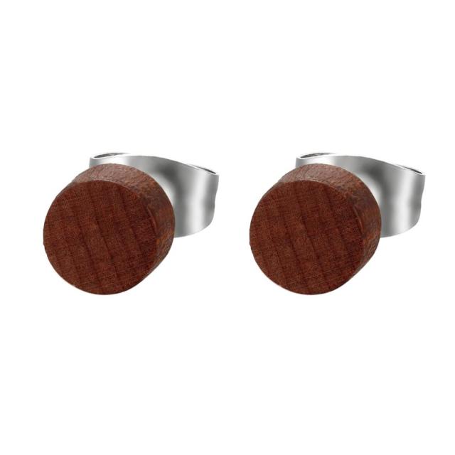 Wooden Stud 6mm - 12mm Wood Stainless Steel Stud New Fashion Earrings