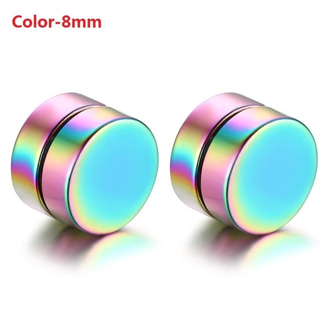 Non Piercing Magnet Magnetic Stainless Steel Bling Round Stud Earrings