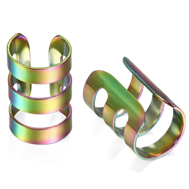 Rose Gold 14k Silver Black Rainbow Stainless Steel Ear Cartilage Clip Earings