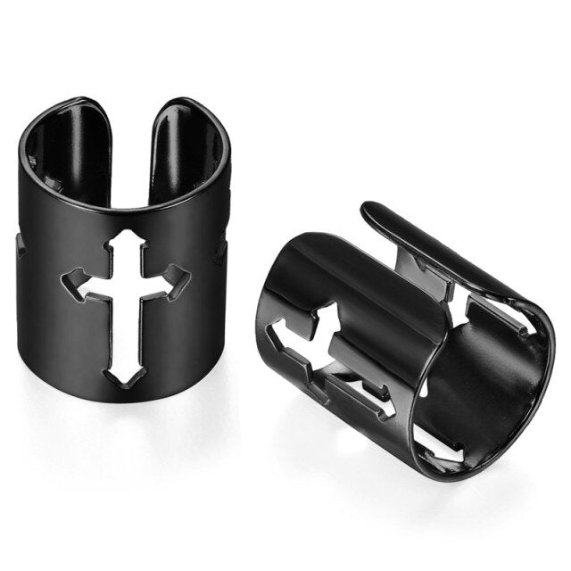 Rose Gold Black Silver over Solid Stainless Steel Cross Cartilage Cuff Earrings