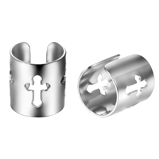 Rose Gold Black Silver over Solid Stainless Steel Cross Cartilage Cuff Earrings