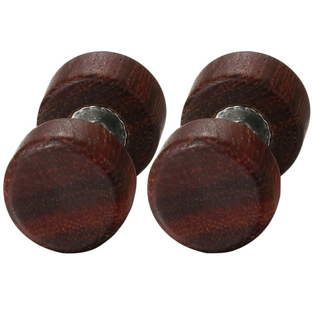 Wooden 8mm 10mm 12mm Wood Dumbell Barbell Double Sided Screw Back Earrings