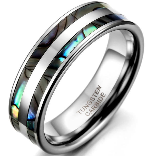 Couples Tungsten Carbide Abalone Sea Shell 8mm Lovers Rings