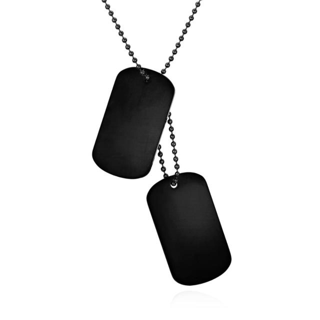 Mens Hip Hop Clean Classic Army Military Stainless Steel Dog Tag Pendant Chain Necklaces