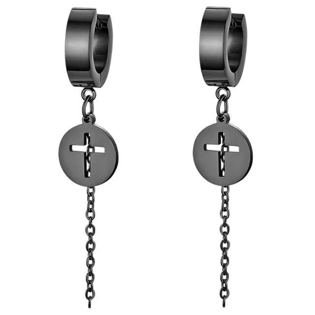Stainless Steel Huggie Style Cross Star Clip Street Wear Earrings