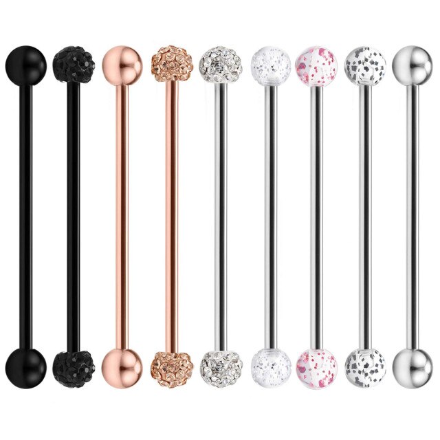 9 Piece Stainless Steel Orelha Long Barbell Ear Cartilage Belly Button Body Piercing Earrings