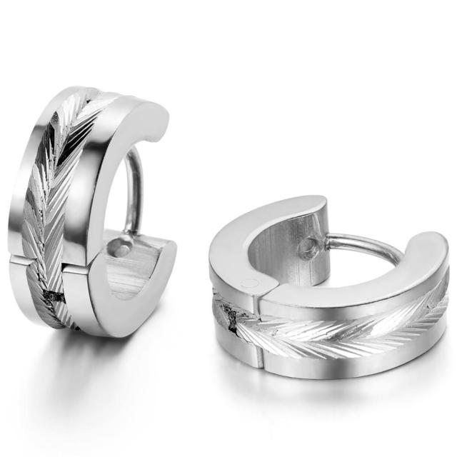 Mens Black Blue Gold Silver Designer Stainless Steel Street Wear Huggie Earrings