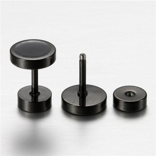 6mm - 12mm Gold Silver Black White Hole Style Screw Back Stainless Steel Earrings