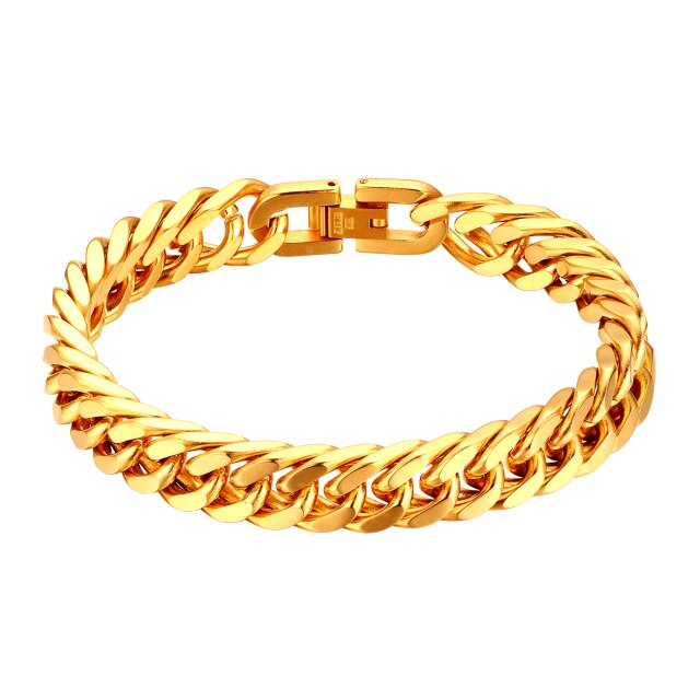 10mm No Tarnish Miami Cuban Link Stainless Steel Rose Gold 14k Silver Black Bracelets