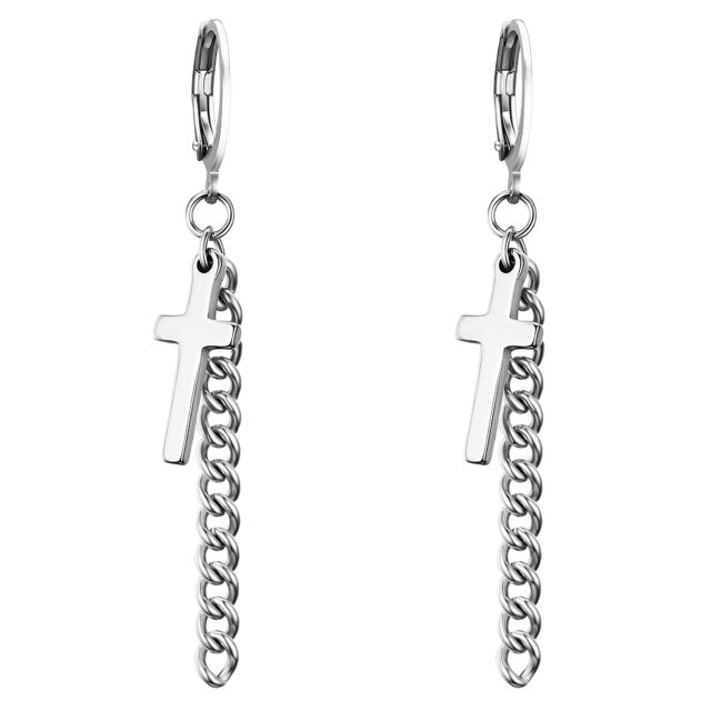 Dangle Silver Gold Black Tassel Drop Classic No Tarnish Stainless Steel Earrings