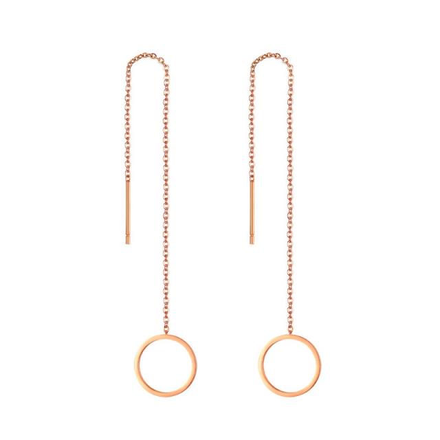 Womens Unique Design Long Fringed Dangling Stainless Star Circle Earrings