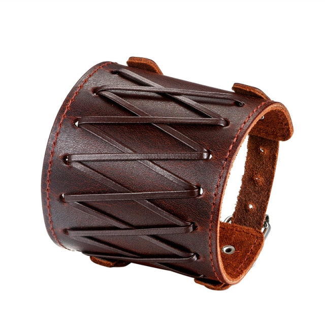 Mens Wide Cuff Pharaoh Fashion Spike Rivet Adjustable Leather Wristband Bracelets
