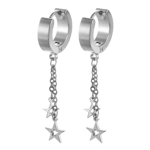 Stainless Steel Huggie Hoop Super Star Trail No Fade Bling Earrings