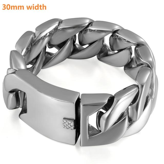 Big Boy No Fade 15mm 24mm 30mm Stainless Steel Cuban Link Hip Hop Street Wear Bracelets