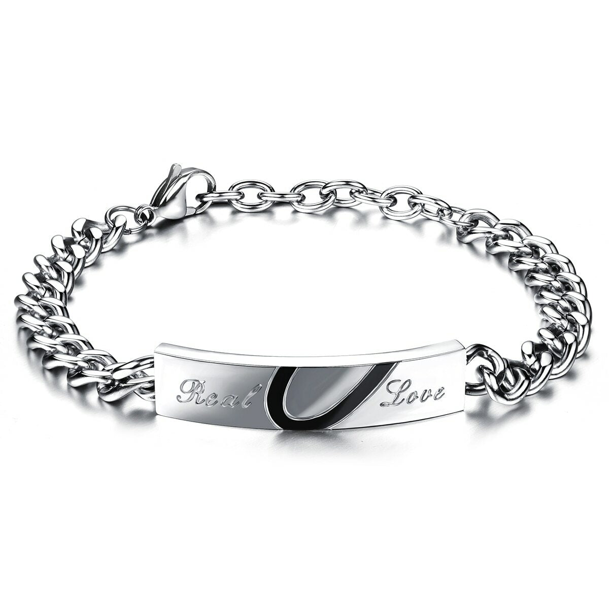 Couples Lovers Real Love No Fade Stainless Steel Heart Bracelet