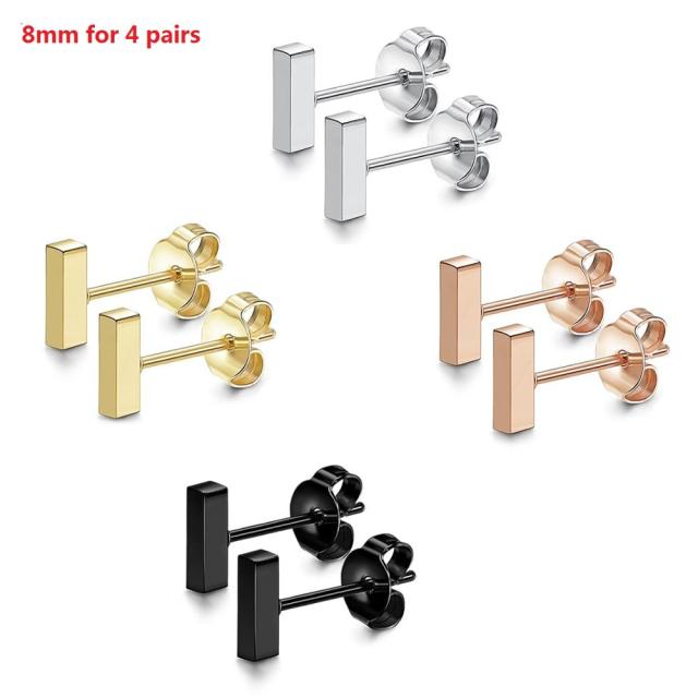 4 Pair Couples Lovers No Fade Stainless Steel Flat Bar Designer Earrings