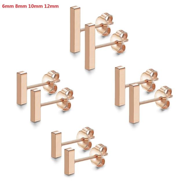 4 Pair Couples Lovers No Fade Stainless Steel Flat Bar Designer Earrings