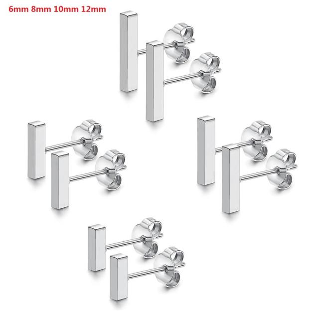 4 Pair Couples Lovers No Fade Stainless Steel Flat Bar Designer Earrings