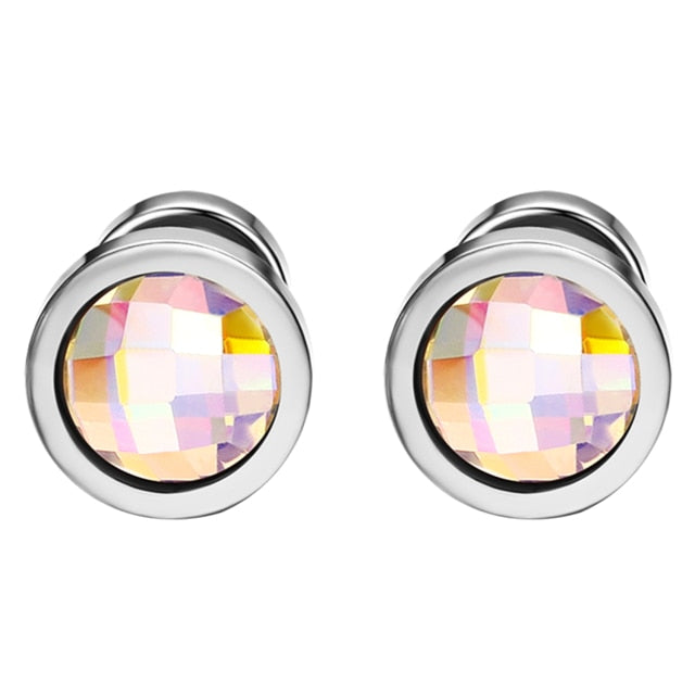 Colorful Stone Stainless Steel High Fashion Bling Street Wear Casual Earrings