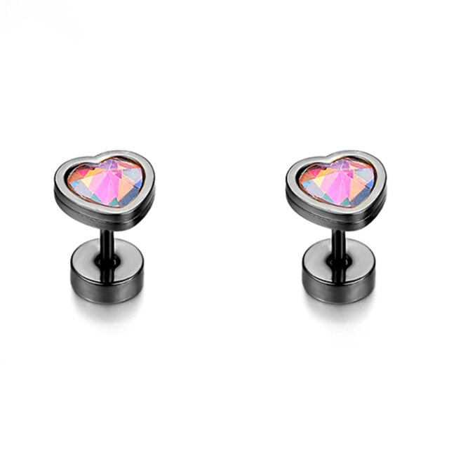 Colorful Stone Stainless Steel High Fashion Bling Street Wear Casual Earrings