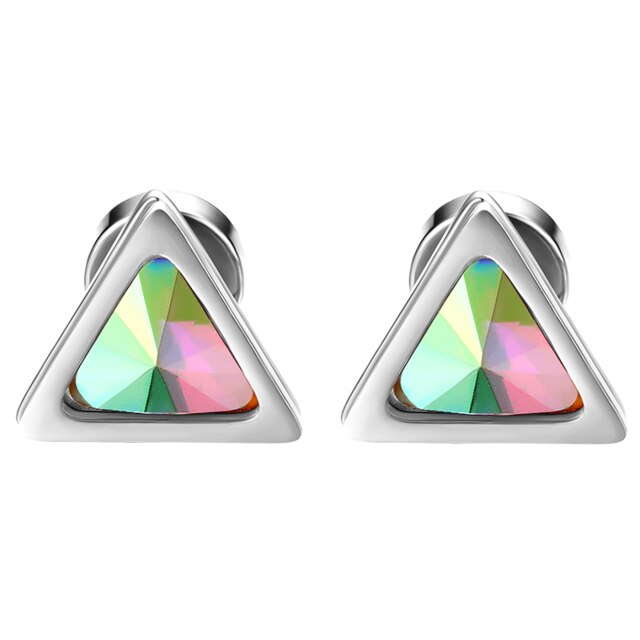 Colorful Stone Stainless Steel High Fashion Bling Street Wear Casual Earrings