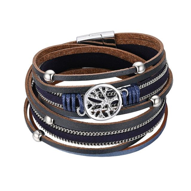 Tree Of Life | Leather Wrap Bangle Unique Design Bangle Bracelet