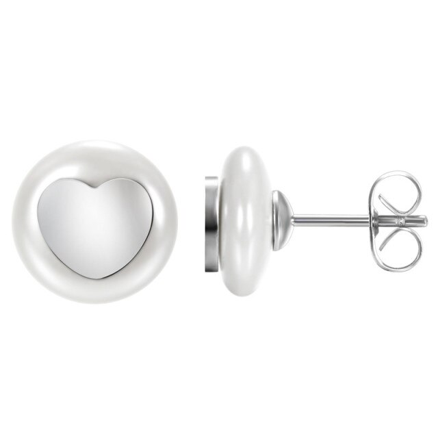 Ladies Simulated Pearl Heart Cross Life Tree Infinity Stud Stainless Steel Earrings