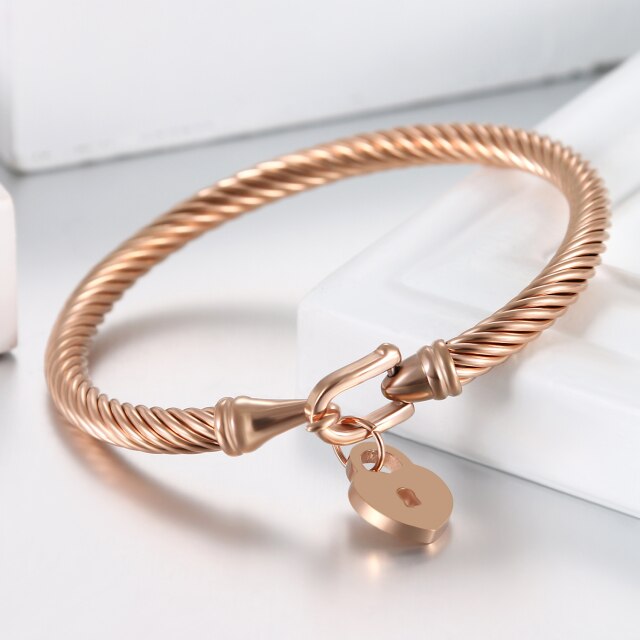 No Fade Stainless Steel Charming Unisex Key To My Heart Couples Lock Bracelets