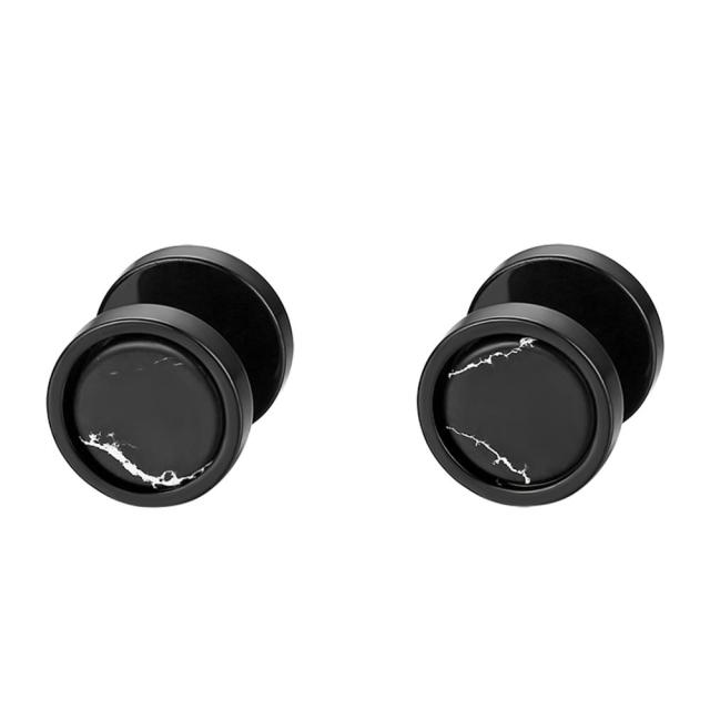 Fashion Stainless Steel No Fade Dumbbell Screw Back Turquoise Black Brown Earrings