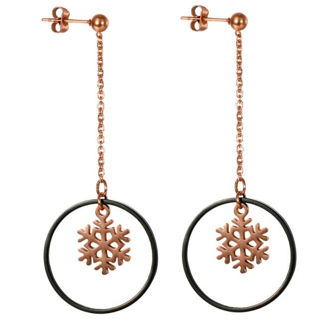 Tassel No Fade Stainless Steel Snowflake Street Casual Earrings