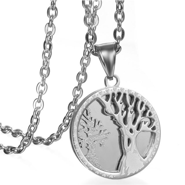 14k Gold over Stainless Steel Tree Of Life Cz Stone Bling Pendant Necklace