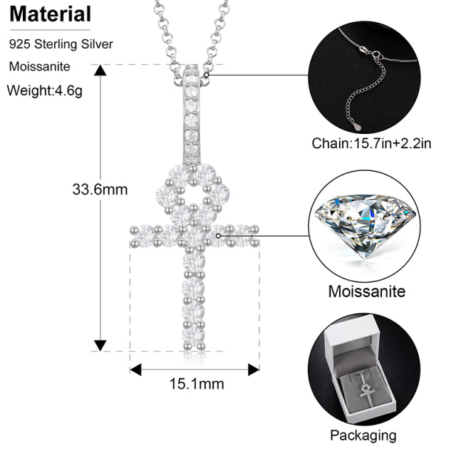 Mens Genuine Diamond Flooded Ice Cross Hip Hop Pendant Chain Necklace
