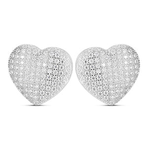 Luxury Genuine Lab Diamond .925 Sterling Silver Heart Bling Hip Hop Earrings