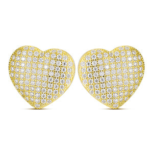 Luxury Genuine Lab Diamond .925 Sterling Silver Heart Bling Hip Hop Earrings