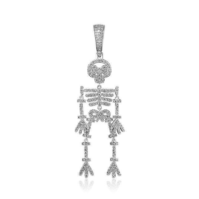 Mexican Azetec Afterlife Hip Hop Skeleton Skull Iced Pendant Chain Necklace