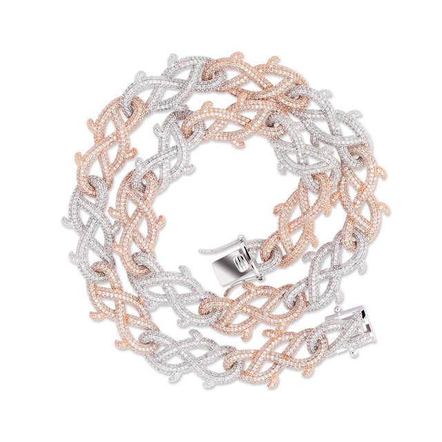 Mens Flooded Ice Crown Of Thorns Cuban Link Hip Hop Chain Necklace